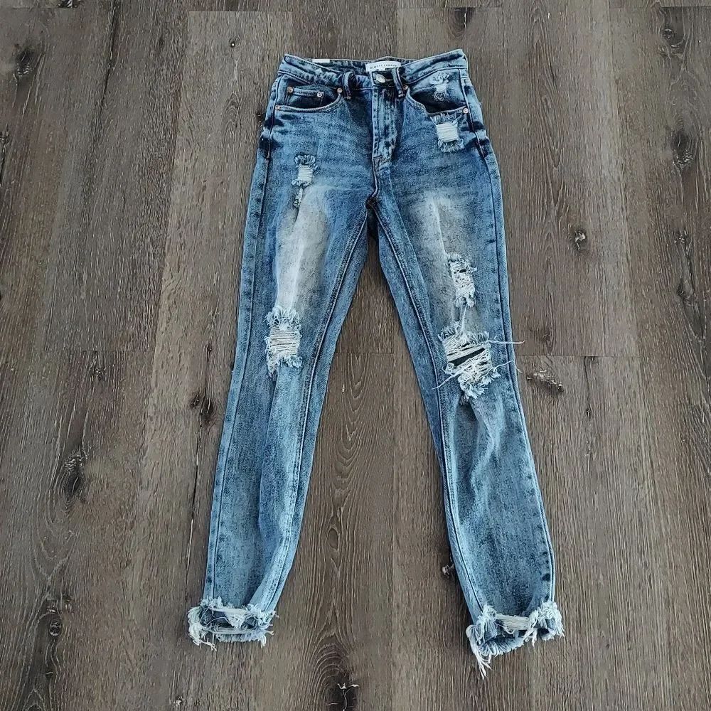 Almost Famous Distressed Raw Hem High Rise Skinny Jeans Size 0